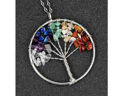 Natural Quartz Tree of Life Necklace Rainbow Colours by equilibrium